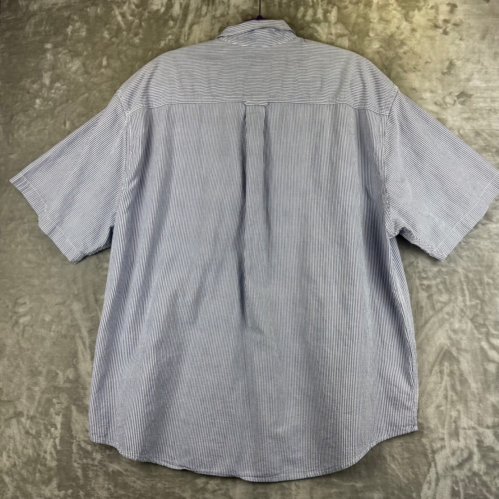 Eddie Bauer Button Down Mens XL Blue White Striped Seersucker Shirt (1684) - Picture 6 of 10